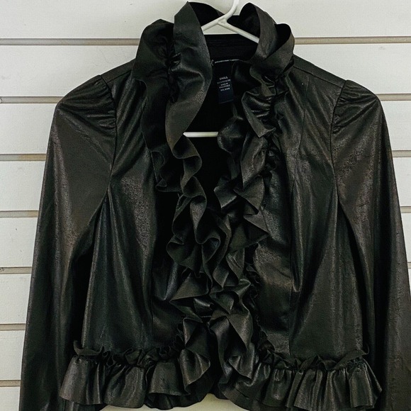 Womens S INC International Concepts Ruffled Jacket Kelp Green Faux Suede - Picture 2 of 6